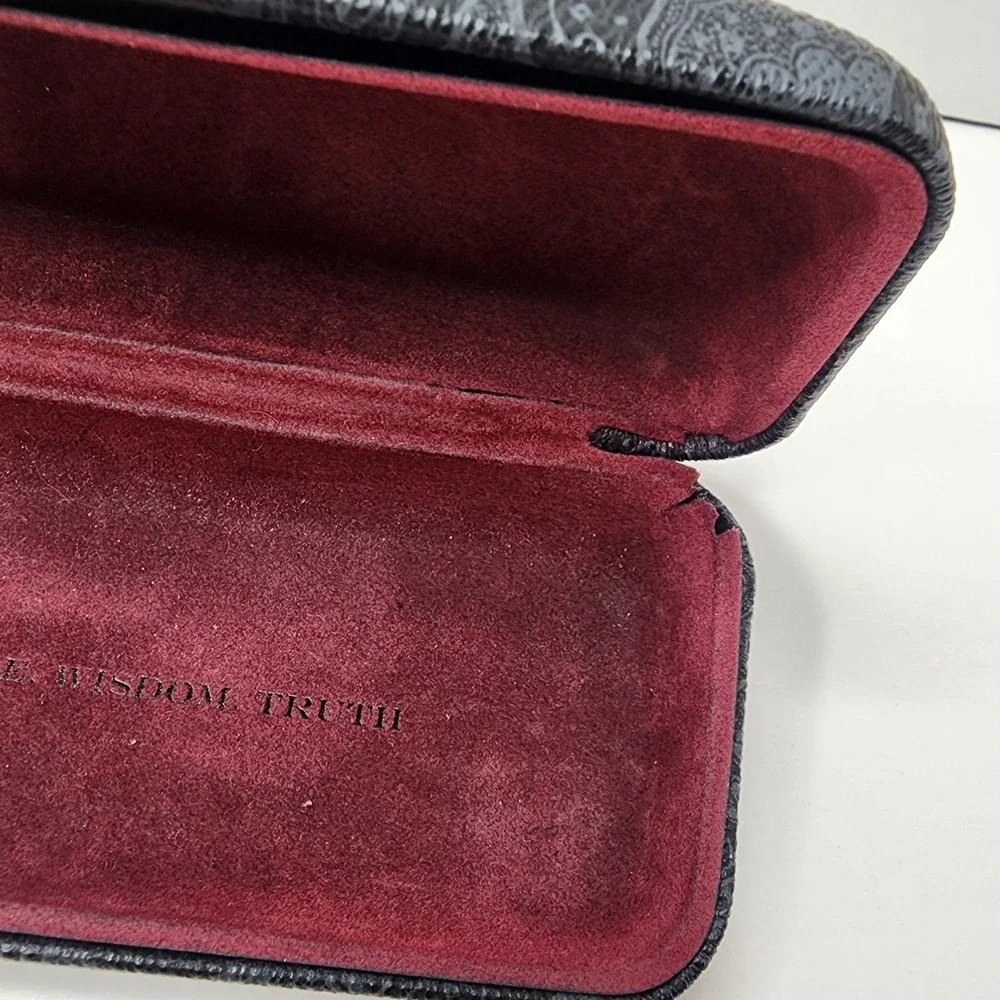 Robert Graham Hard Shell Eye Glasses Case floral Grey Pattern Red Inside W Quote